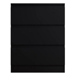 Modern Scandinavian Style 3 Drawer Chets Of Drawers Bedside Cabinet Matt Black - thumbnail 5