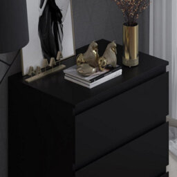 Modern Scandinavian Style 3 Drawer Chets Of Drawers Bedside Cabinet Matt Black - thumbnail 2