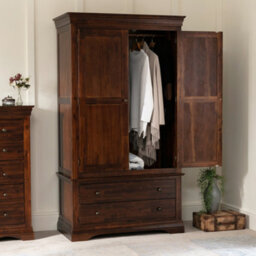 The Furniture Market French Hardwood Mahogany Stained 2 Door 2 Drawer Double Wardrobe - thumbnail 3