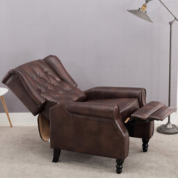 More4Homes Althorpe Wing Back Recliner Chair Bonded Leather Button Fireside Occasional Armchair (Brown) - thumbnail 9