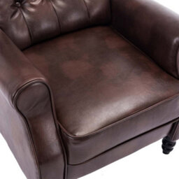 More4Homes Althorpe Wing Back Recliner Chair Bonded Leather Button Fireside Occasional Armchair (Brown) - thumbnail 8