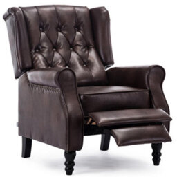 More4Homes Althorpe Wing Back Recliner Chair Bonded Leather Button Fireside Occasional Armchair (Brown) - thumbnail 3