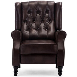 More4Homes Althorpe Wing Back Recliner Chair Bonded Leather Button Fireside Occasional Armchair (Brown) - thumbnail 6