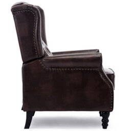 More4Homes Althorpe Wing Back Recliner Chair Bonded Leather Button Fireside Occasional Armchair (Brown) - thumbnail 5