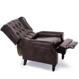 More4Homes Althorpe Wing Back Recliner Chair Bonded Leather Button Fireside Occasional Armchair (Brown) - thumbnail 4