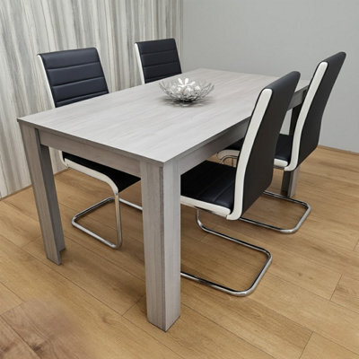 Kosy Koala Modern Grey Dining Table With 4 Black Faux Leather Chairs Dining Furniture Set - image 1