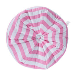 Homescapes Pink And White Stripe Pleated Round Floor Cushion - thumbnail 1
