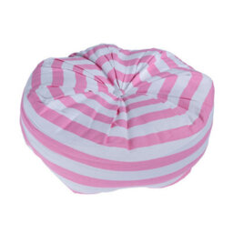 Homescapes Pink And White Stripe Pleated Round Floor Cushion - thumbnail 3