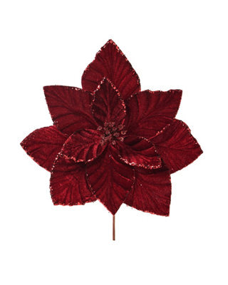 Werchristmas Burgundy Velvet Artificial Poinsettia Flower, 30 Cm - image 1