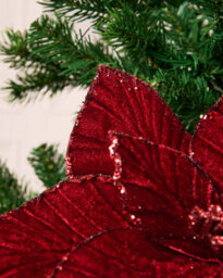 Werchristmas Burgundy Velvet Artificial Poinsettia Flower, 30 Cm - thumbnail 5