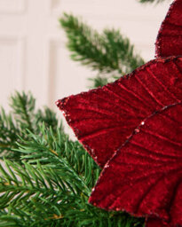 Werchristmas Burgundy Velvet Artificial Poinsettia Flower, 30 Cm - thumbnail 6