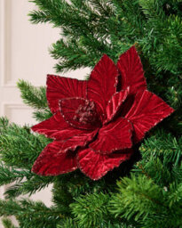 Werchristmas Burgundy Velvet Artificial Poinsettia Flower, 30 Cm - thumbnail 2
