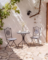 Beliani Set Of 2 Garden Chairs Sirolo Folding Metal White/ Blue - thumbnail 2