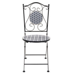 Beliani Set Of 2 Garden Chairs Sirolo Folding Metal White/ Blue - thumbnail 5