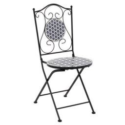 Beliani Set Of 2 Garden Chairs Sirolo Folding Metal White/ Blue - thumbnail 4