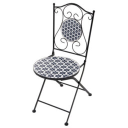 Beliani Set Of 2 Garden Chairs Sirolo Folding Metal White/ Blue - thumbnail 7