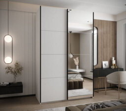 Arte Elegant Trosa Iii Sliding Door Wardrobe H2450mm W1600mm D640mm Mirrored Door, Ten Shelves, Hanging Rail, White Finish - thumbnail 2