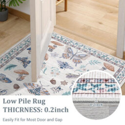London Boutique 160X230Cm Mushroom Butterfly Area Rug, Washable Non-Slip Low Pile Carpet For Nursery, Bedroom, Living Room, Beige - thumbnail 8