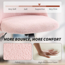 Homcom Desk Chair, Fluffy Swivel Office Chair For Makeup Vanity, Light Pink - thumbnail 4