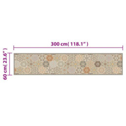 Berkfield Kitchen Rug Washable Hexagon Pastel 60X300 Cm Velvet - thumbnail 5