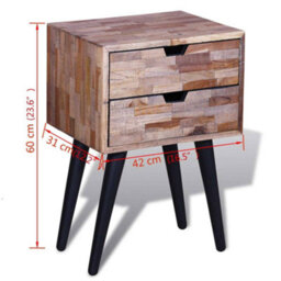 Vidaxl Nightstand With 2 Drawers Reclaimed Teak Wood - thumbnail 9
