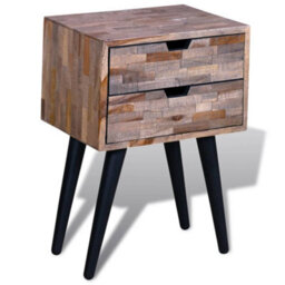 Vidaxl Nightstand With 2 Drawers Reclaimed Teak Wood - thumbnail 4
