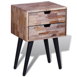 Vidaxl Nightstand With 2 Drawers Reclaimed Teak Wood - thumbnail 3