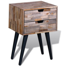Vidaxl Nightstand With 2 Drawers Reclaimed Teak Wood - thumbnail 2