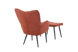 Aldbury Copper Bouclé Armchair With Matching Footstool - Black Metal Legs - thumbnail 5