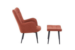 Aldbury Copper Bouclé Armchair With Matching Footstool - Black Metal Legs - thumbnail 4