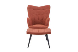 Aldbury Copper Bouclé Armchair With Matching Footstool - Black Metal Legs - thumbnail 3