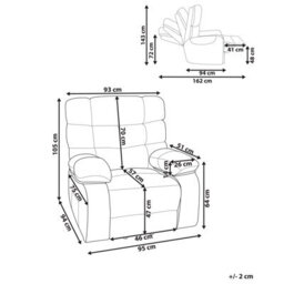 Beliani Electric Recliner Chair Ares Fabric Light Beige - thumbnail 3