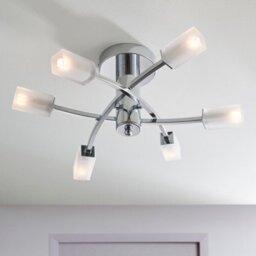 Anson Lighting Soccoro 6Lt Semi Flush Light Finished In Chrome Plate And Frosted Glass