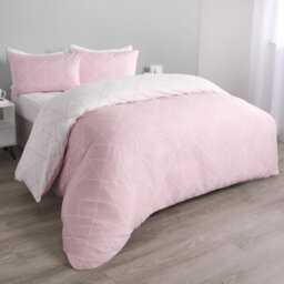 Ohs Geometric Duvet Cover Bedding Set Pillowcase Soft Quilt, Blush - Single - thumbnail 2