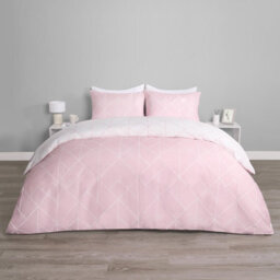 Ohs Geometric Duvet Cover Bedding Set Pillowcase Soft Quilt, Blush - Single - thumbnail 1