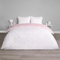 Ohs Geometric Duvet Cover Bedding Set Pillowcase Soft Quilt, Blush - Single - thumbnail 3