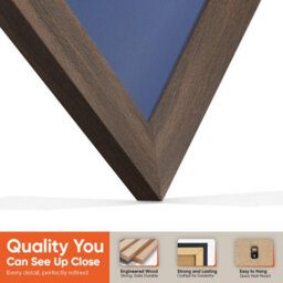 "AK Frames 25X17"" Walnut Sleek Vinyl Record Frame With Blue Mount For 12 Inch Lp Cover & Disc - Overlapped Design" - thumbnail 3