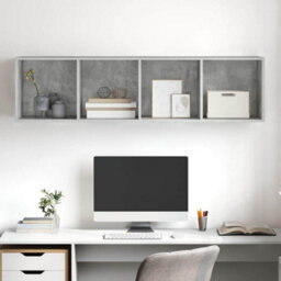 Berkfield Practical Wall-Mounted Tv Cabinet Concrete Grey 37X37X142.5 Cm Engineered Wood - thumbnail 6