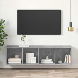 Berkfield Practical Wall-Mounted Tv Cabinet Concrete Grey 37X37X142.5 Cm Engineered Wood - thumbnail 2