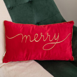 Samuel Alexander 49Cm Red Merry Christmas Cushion With Gold Lettering & Trim - thumbnail 9