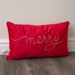Samuel Alexander 49Cm Red Merry Christmas Cushion With Gold Lettering & Trim - thumbnail 7