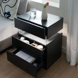 Abrihome Led Nightstands, Acrylic Board Led Bedside Tables For Bedroom End Table,  With 3 Drawer Dresser, Black - thumbnail 4