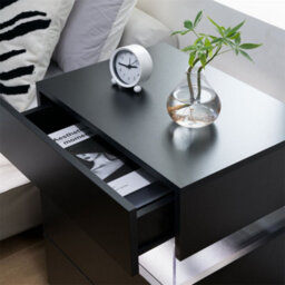 Abrihome Led Nightstands, Acrylic Board Led Bedside Tables For Bedroom End Table,  With 3 Drawer Dresser, Black - thumbnail 5