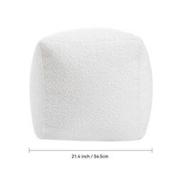 Darphe White Fabric Polystyrene Filling Foot Stool - thumbnail 2