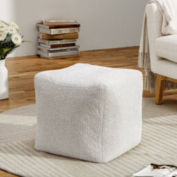 Darphe White Fabric Polystyrene Filling Foot Stool - thumbnail 1