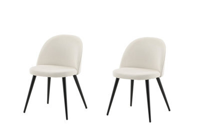 Set Of 2 Cream Velvet Dining Chairs With Black Legs - D57Xw50Xh77Cm, Seat Height 43Cm - image 1