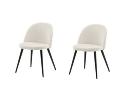 Set Of 2 Cream Velvet Dining Chairs With Black Legs - D57Xw50Xh77Cm, Seat Height 43Cm - thumbnail 1