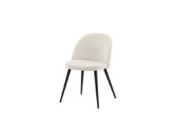 Set Of 2 Cream Velvet Dining Chairs With Black Legs - D57Xw50Xh77Cm, Seat Height 43Cm - thumbnail 3