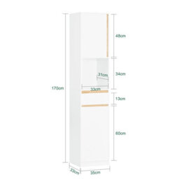 Sobuy Bzr80-W, Bathroom Tall Cabinet Cupboard Bathroom Storage Cabinet,white,w35Xd33Xh170 - thumbnail 3