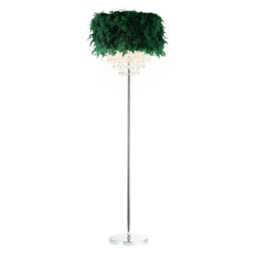 Happy Homewares Chandelier Style Forest Green Feather Floor Lamp With Waterfall Drops - thumbnail 2